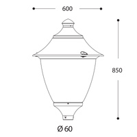 Fumagalli Beppe 50W LED Hanging Pole Lantern - IP65, 5300lm, 4000K (Black)